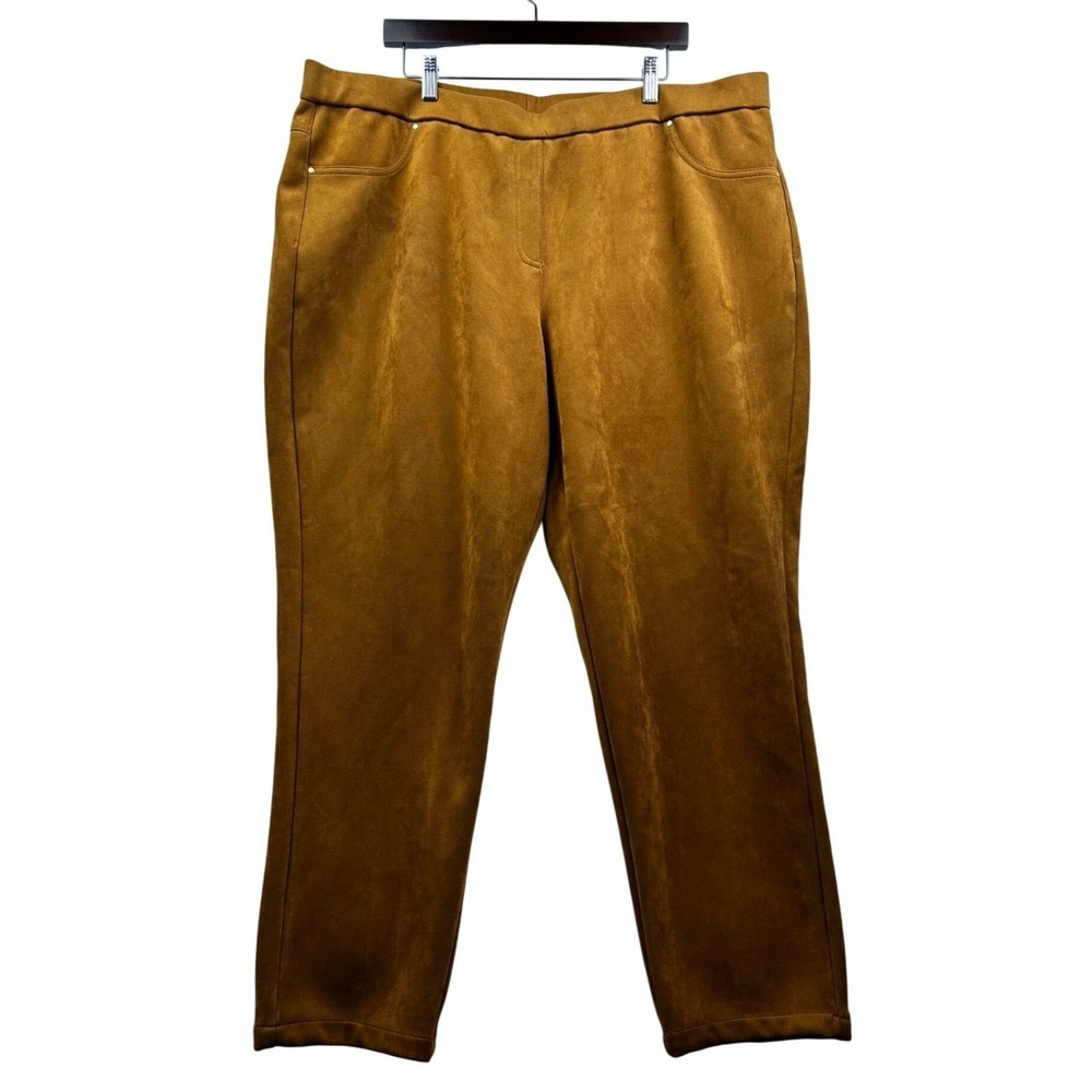 Ruby Rd. Pants Womens 2XL Faux Suede Brown Stretch Pull-On‎ Style Fall Fashion